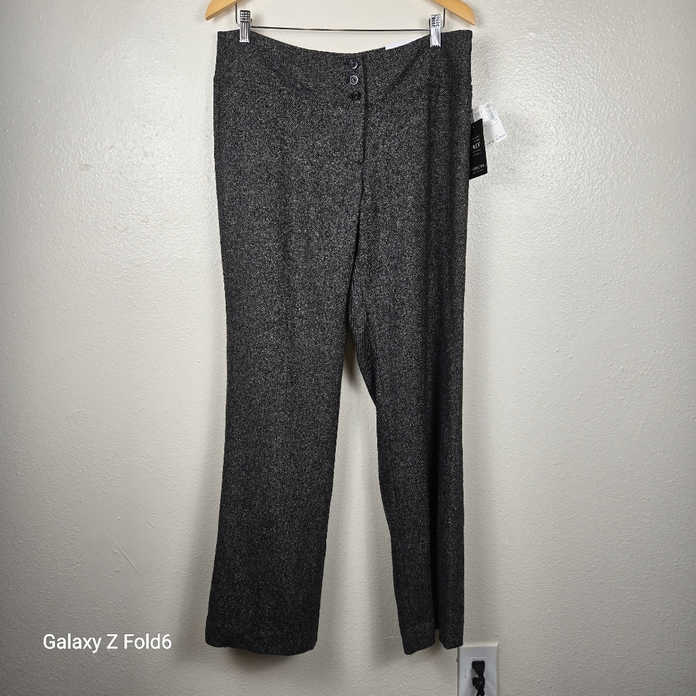 Harold’s Women’s Pants Size 12 Wool Blend Italy Fabric Gray Metallic Dress Slack